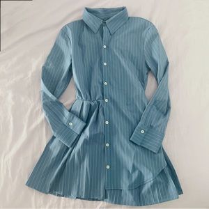 Zara Blue Striped Short Shirt Dress